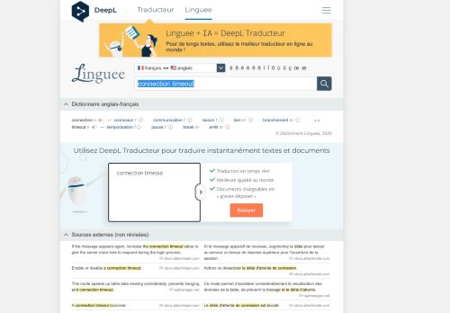 
                            2. connection timeout - Traduction française – Linguee