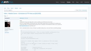 
                            10. Connection to FTP times out [SOLVED] / Newbie Corner / Arch Linux ...