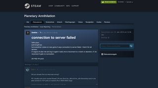 
                            2. connection to server failed :: Planetary Annihilation Issue Reporting