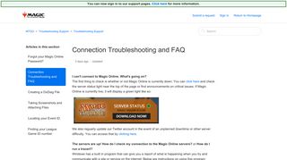 
                            1. Connection Troubleshooting and FAQ – MTGO