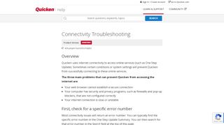 
                            4. Connectivity Troubleshooting - Quicken