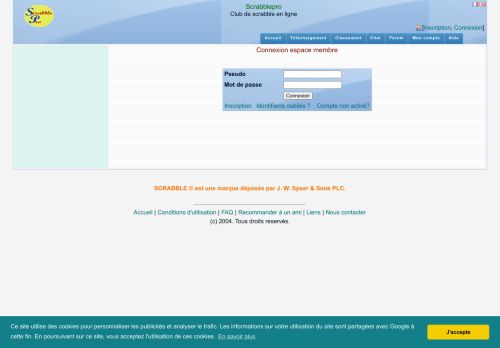 
                            1. Connexion espace membre - Scrabblepro