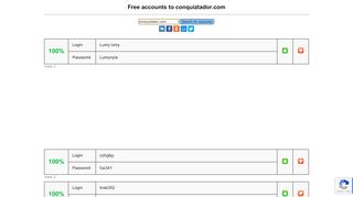 
                            10. conquiztador.com - free accounts, logins and passwords