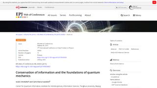 
                            4. Conservation of information and the foundations of quantum ...