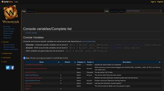 
                            12. Console variables/Complete list - Wowpedia - Your wiki guide to the ...