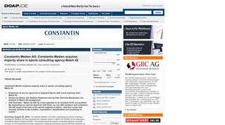 
                            7. Constantin Medien AG: Constantin Medien acquires majority share in ...