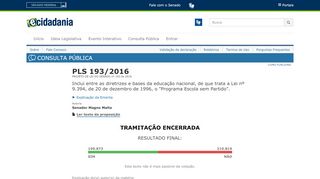 
                            6. Consulta Pública - PLS 193/2016 :: Portal e-Cidadania - Senado Federal