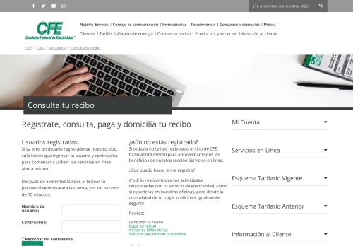 
                            2. Consulta tu recibo - CFE