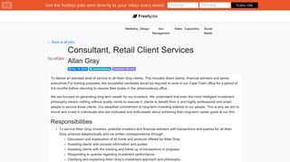 
                            11. Consultant, Retail Client Services at Allan Gray - Freshjobs