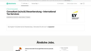 
                            11. Consultant (w/m/d) Steuerberatung – International Tax Services - EY ...