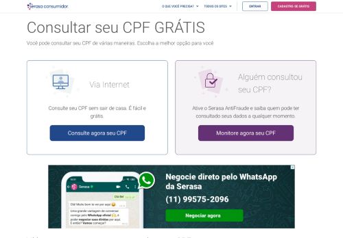 
                            3. Consultar meu CPF - Serasa Consumidor