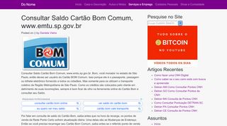 
                            11. Consultar Saldo Cartão Bom Comum, www.emtu.sp.gov.br | Do Nome