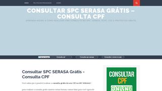 
                            9. Consultar SPC SERASA Grátis - Consulta CPF