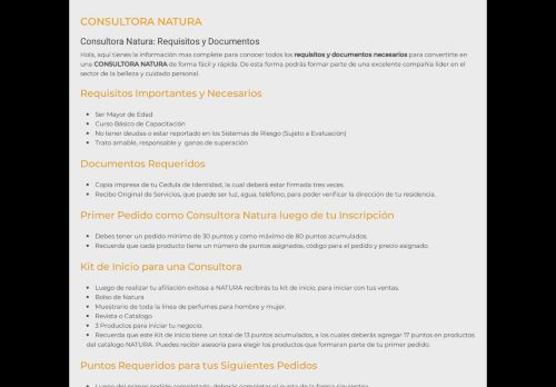 
                            7. Consultora Natura: Requisitos y Documentos