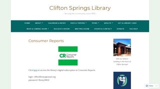 
                            9. Consumer Reports – Clifton Springs Library