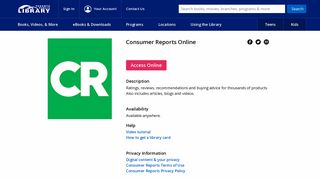
                            12. Consumer Reports Online : Toronto Public Library