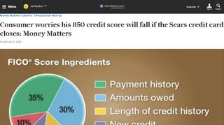 
                            13. Consumer worries his 850 credit score will fall if the Sears credit ...