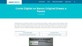 
                            6. Conta Digital no Banco Original (Passo a Passo) - Abrir Conta