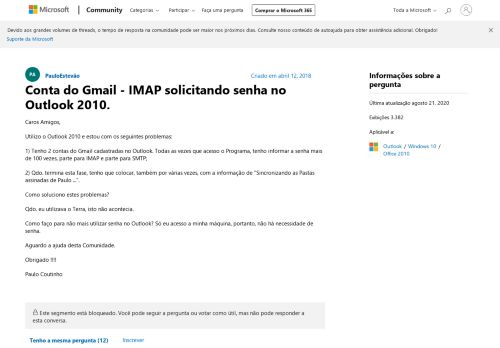 
                            12. Conta do Gmail - IMAP solicitando senha no Outlook 2010 ...