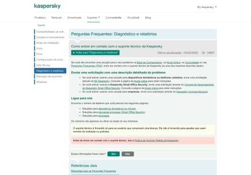 
                            7. Conta pessoal - Kaspersky Lab Technical Support