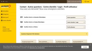 
                            10. Contact - Autres questions - Centre clientèle / Login - Login - La Poste