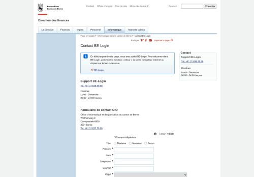 
                            11. Contact BE-Login (Informatique) Direction des finances - Canton de ...