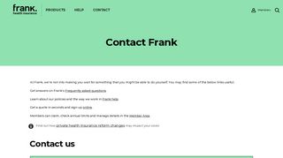 
                            2. Contact Frank | Frank Health Insurance