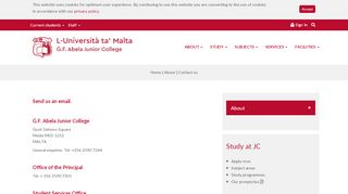 
                            5. Contact - Ġ.F. Abela Junior College - Junior College - University of Malta
