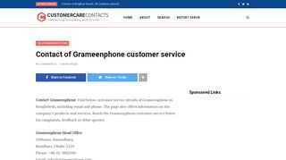 
                            8. Contact of Grameenphone customer service | Customer Care Contacts