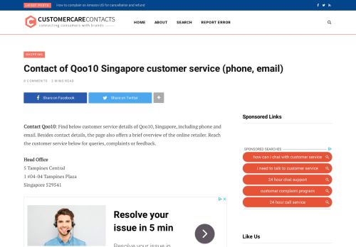 
                            12. Contact of Qoo10 Singapore customer service (phone, email ...