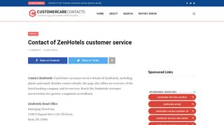 
                            9. Contact of ZenHotels customer service | Customer Care Contacts