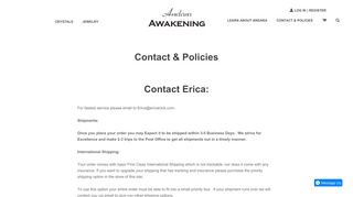 
                            13. Contact & Policies for Andara Crystals – Andara Awakening