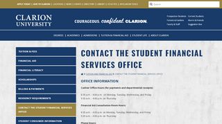 
                            6. Contact the Student Financial Services Office - Clarion University