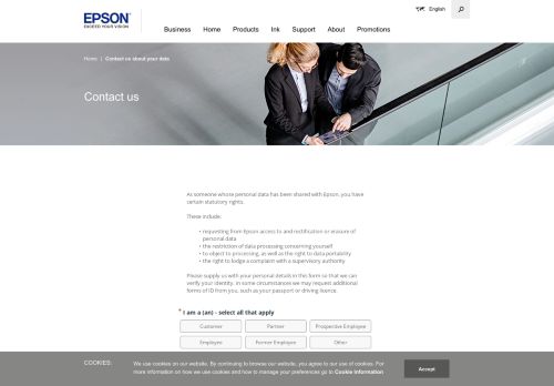 
                            12. Contact us about your data - Epson
