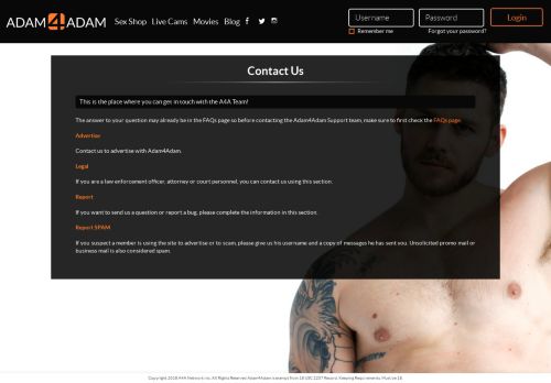 
                            4. Contact Us - Adam4Adam - Free online dating & hookup, gay, chat, cam