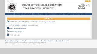 
                            8. Contact Us - BOARD OF TECHNICAL EDUCATION , UTTAR ...