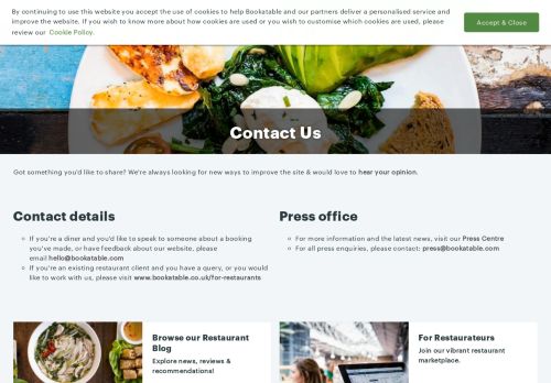 
                            5. Contact Us | Bookatable