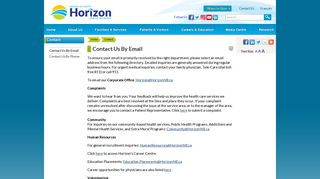 
                            5. Contact Us By Email - Horizon Health Network