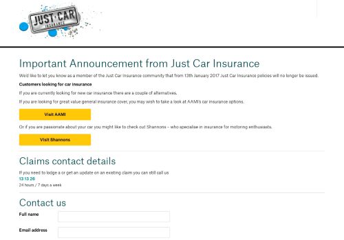 
                            2. Contact Us - By Email, Phone Or Mail | Just Car Insurance