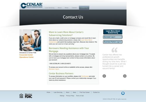 
                            3. Contact Us | CENLAR