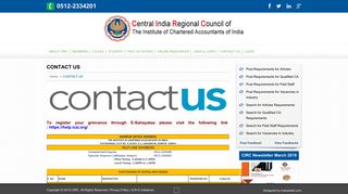 
                            11. contact us - Central India Regional Council of ICAI