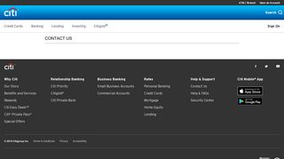 
                            5. Contact Us - Citibank
