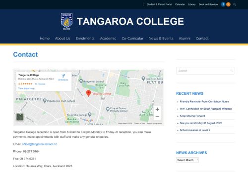
                            5. Contact Us - Contact - Tangaroa College