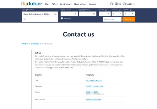 
                            5. Contact Us | Customer Service - FlyDubai