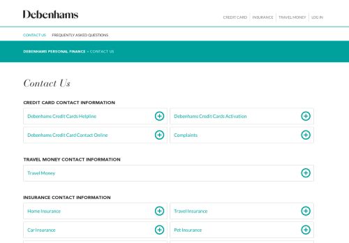 
                            7. Contact Us | Debenhams Personal Finance