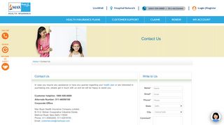 
                            8. Contact Us - Max Bupa Health Insurance Company