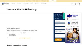 
                            10. Contact Us - Sharda University