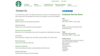 
                            5. Contact Us | Starbucks Coffee Company - Starbucks customer service