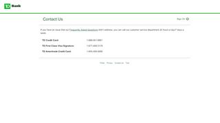 
                            9. Contact Us - TD Credit Card Service Online