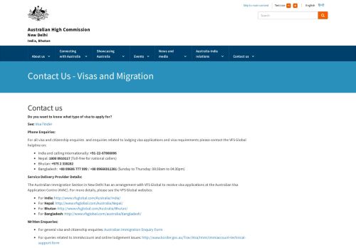 
                            7. Contact Us - Visas and Migration - Australian High Commission